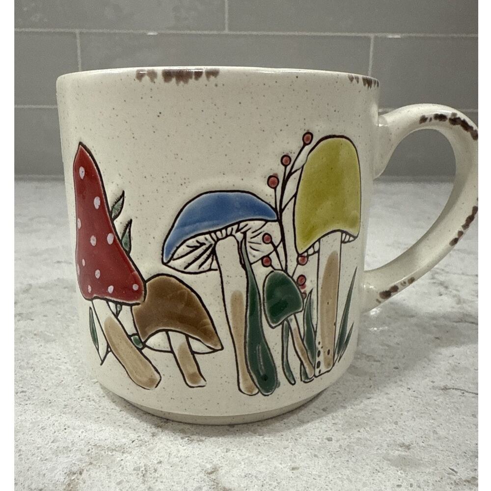 MOREL VALLEY MUSHROOM Spectrum Designz 18oz Stackable Mug Retro Colors NEW